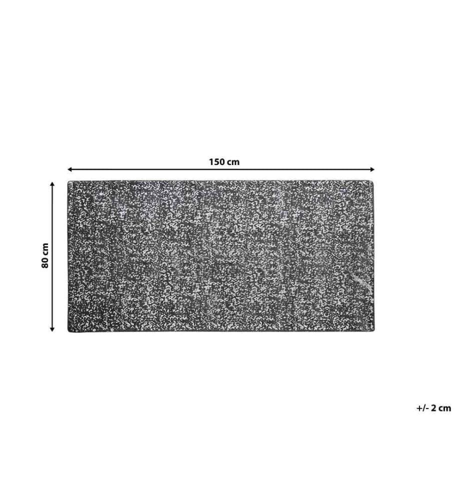 Teppich Dunkelgrau Viskose 80x150cm abstraktes Muster in Silber Kurzflor rechteckig Zeitloser Stil Glamour Look