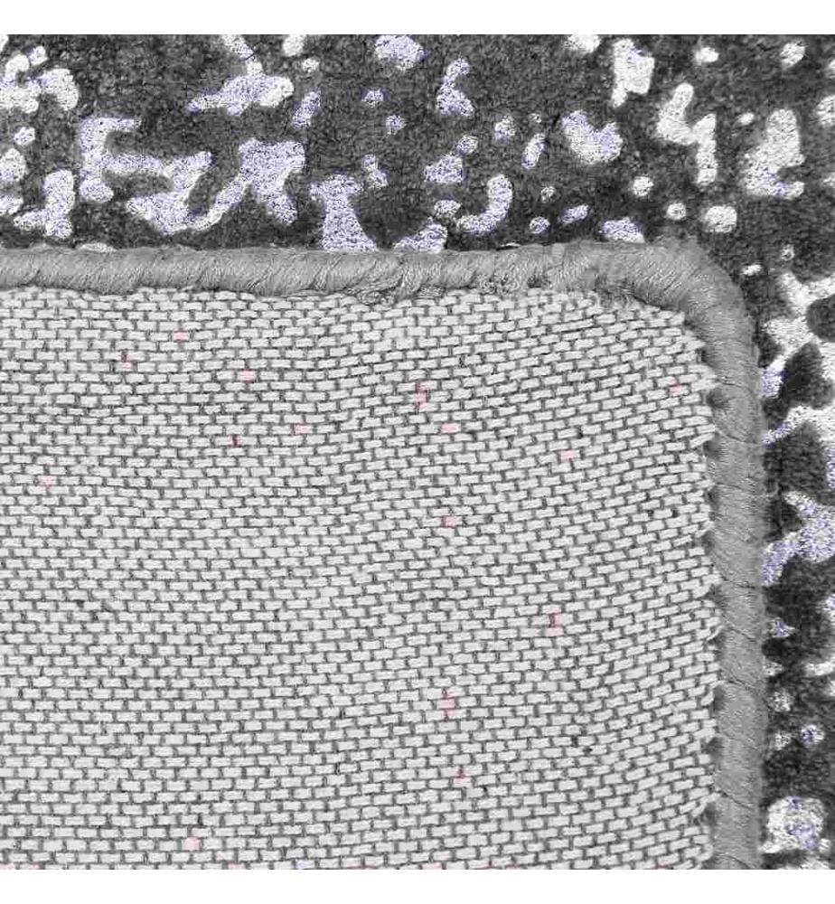 Teppich Dunkelgrau Viskose 80x150cm abstraktes Muster in Silber Kurzflor rechteckig Zeitloser Stil Glamour Look