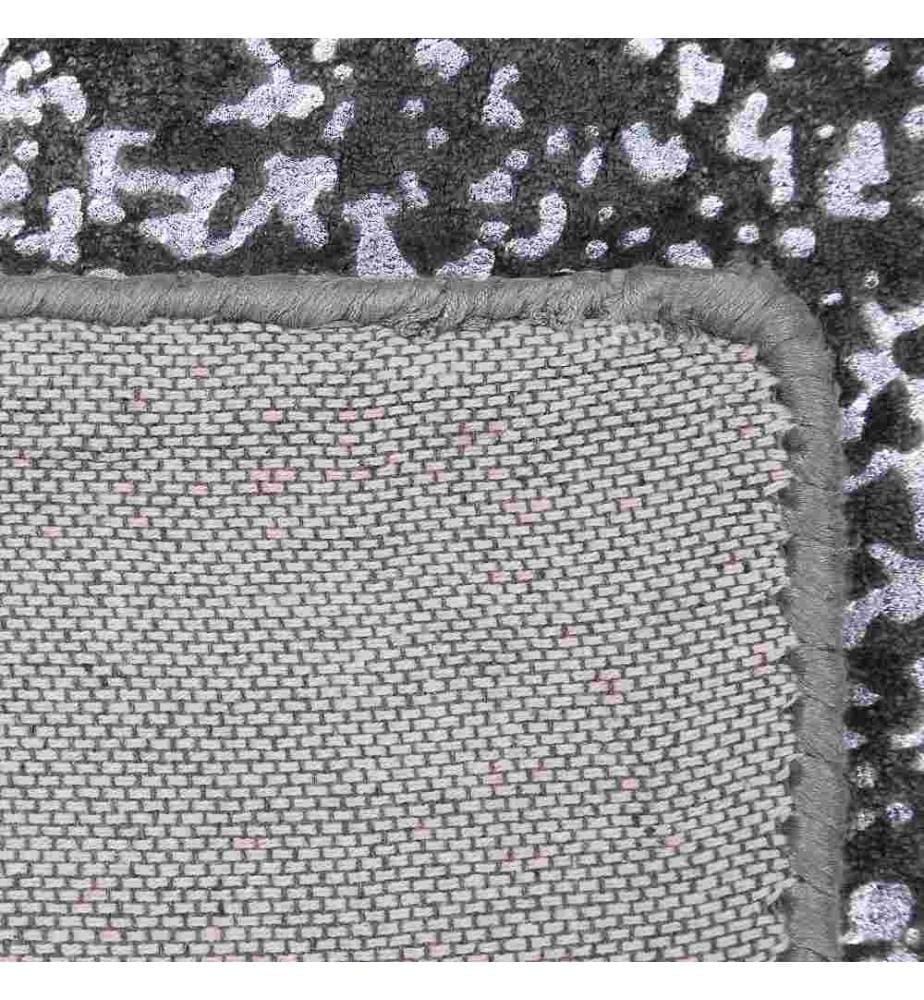 Tapis Rectangulaire en Viscose Gris Foncé et Argenté 160 x 230 cm Motif Taches Fait à la Main pour Salon ou Chambre Glamour Moderne et Chic