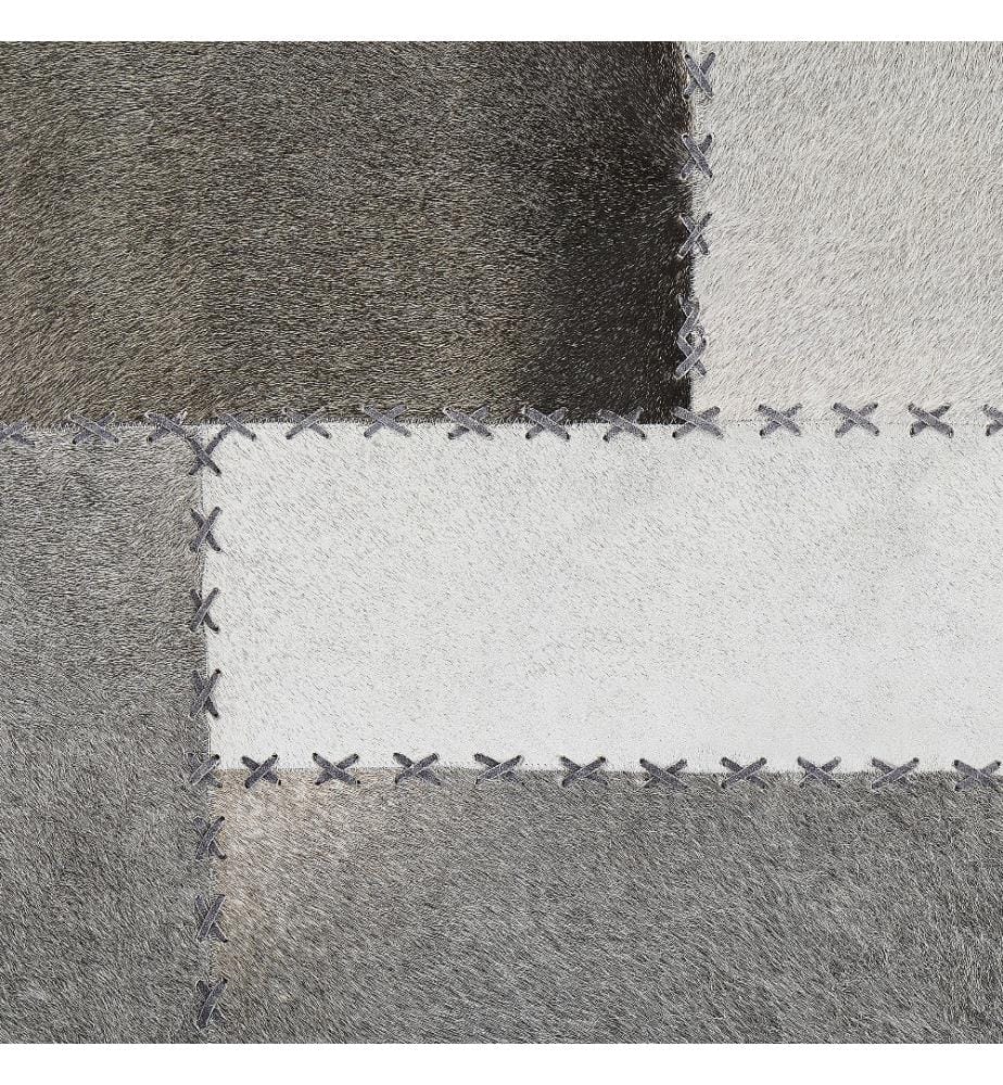 Teppich Leder Taupe Patchwork 140 x 200 cm Elegant Wohnzimmer