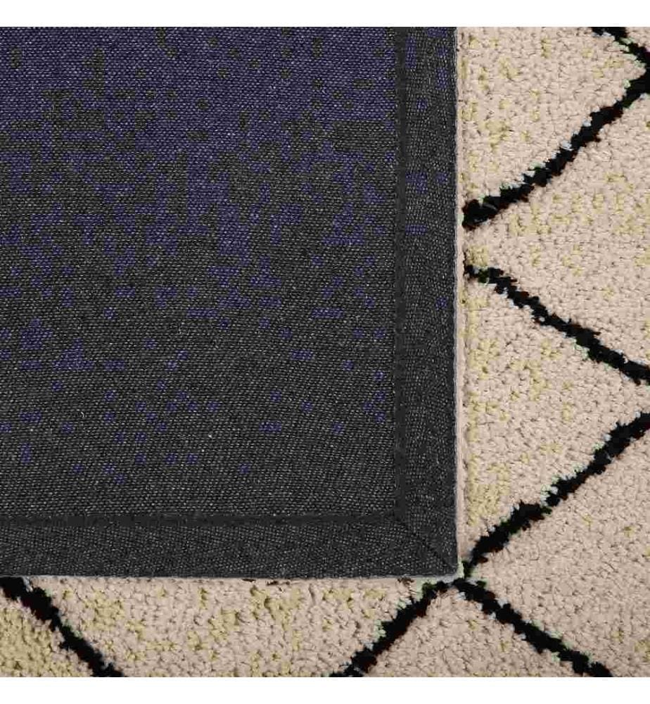 Teppich Beige mit Schwarz 200 x 200 cm Langhaarteppich mit Geometrisches Muster in quadratischer Form Modern
