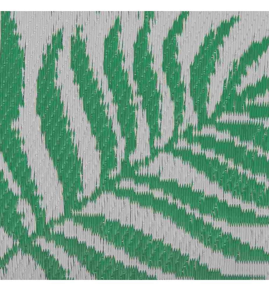 Tapis d'Extérieur Vert et Blanc en Polypropylène Motif Feuilles de Palmier pour Terrasse au Style Moderne 60 x 105 cm