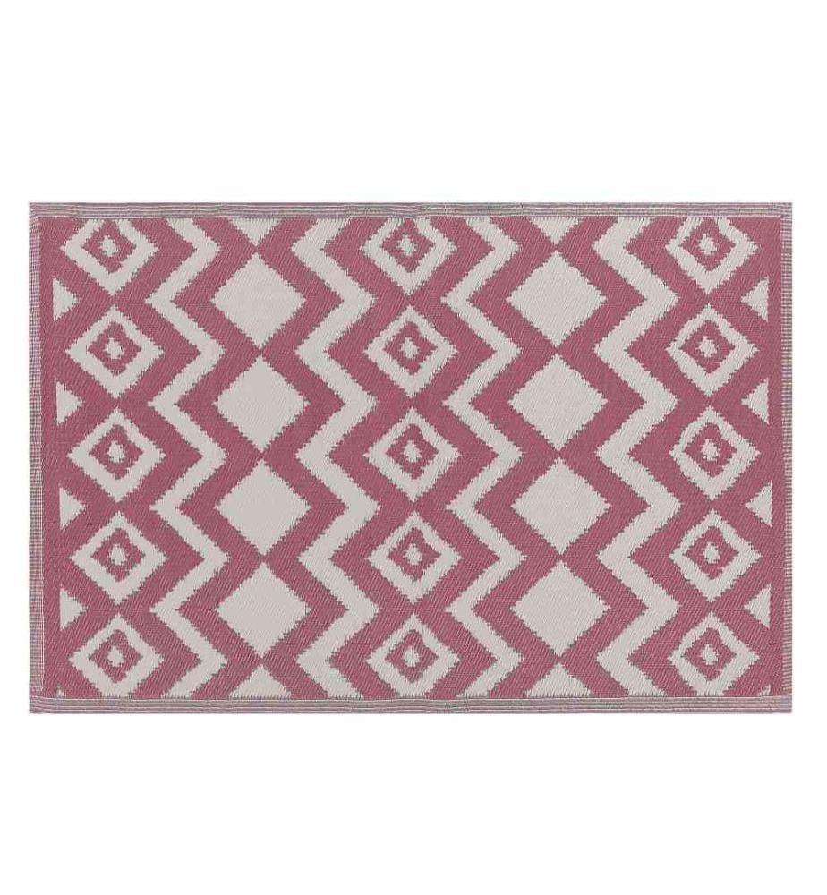 Outdoor u. Indoor Teppich Rosa Polypropylene 120x180 cm mit modernem Muster Rechteckig Kurzflor Gartenaccessoires Terrasse Balkon Wohnzimmer