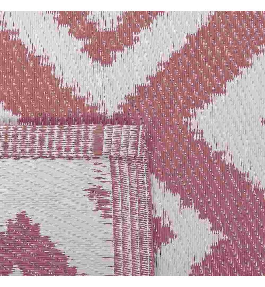 Outdoor u. Indoor Teppich Rosa Polypropylene 120x180 cm mit modernem Muster Rechteckig Kurzflor Gartenaccessoires Terrasse Balkon Wohnzimmer