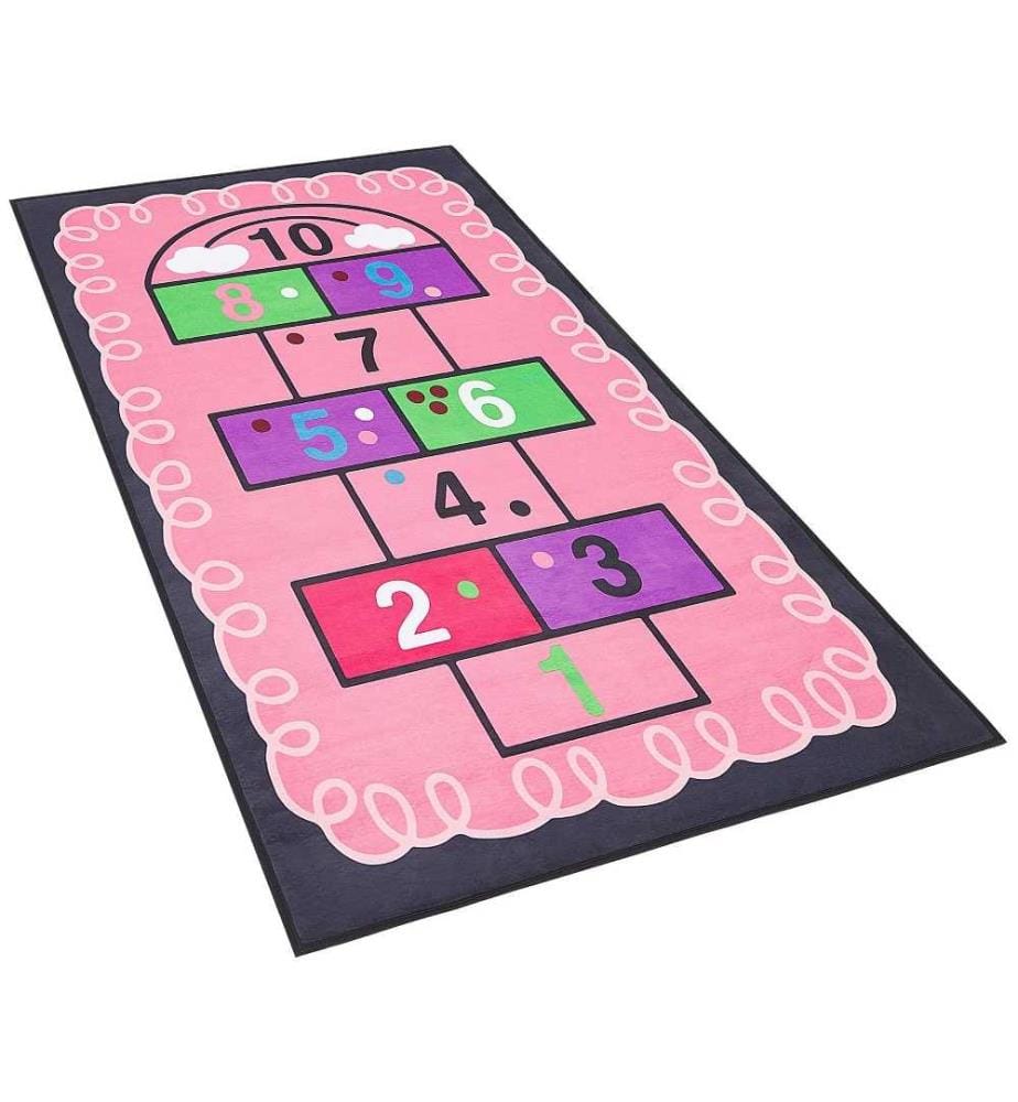 Teppich rosa 80 x 150 cm Prinzessin-Stil Hickelkasten-Funktion Kinderzimmer