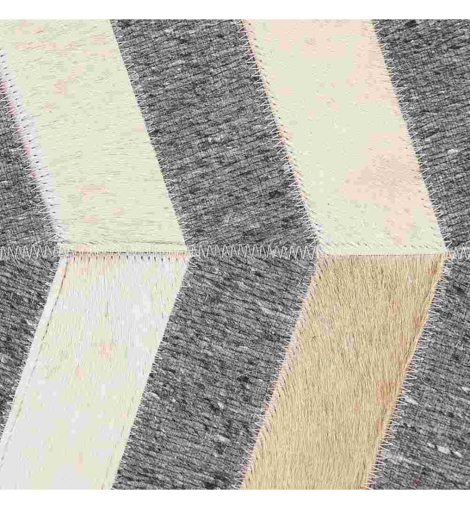 Teppich Grau/Beige 160 x 230 cm aus Echtleder und Jacquard Geometrisches Muster rechteckig Wohnzimmer/ Flur/ Schlafzimmer modernes Design