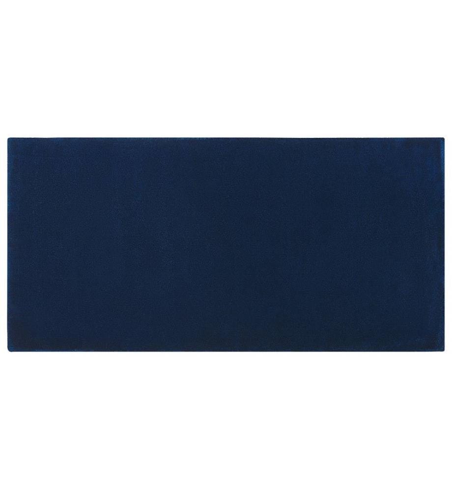 Tapis Rectangulaire Unicolore en Viscose Bleu 80 x 150 cm Très Doux et Adapté au Chauffage par le Sol pour Chambre ou Salon Moderne