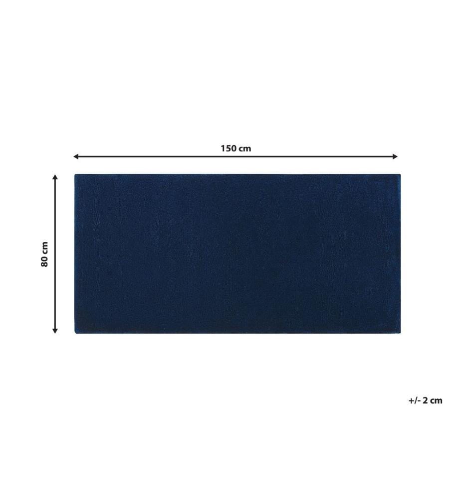Tapis Rectangulaire Unicolore en Viscose Bleu 80 x 150 cm Très Doux et Adapté au Chauffage par le Sol pour Chambre ou Salon Moderne