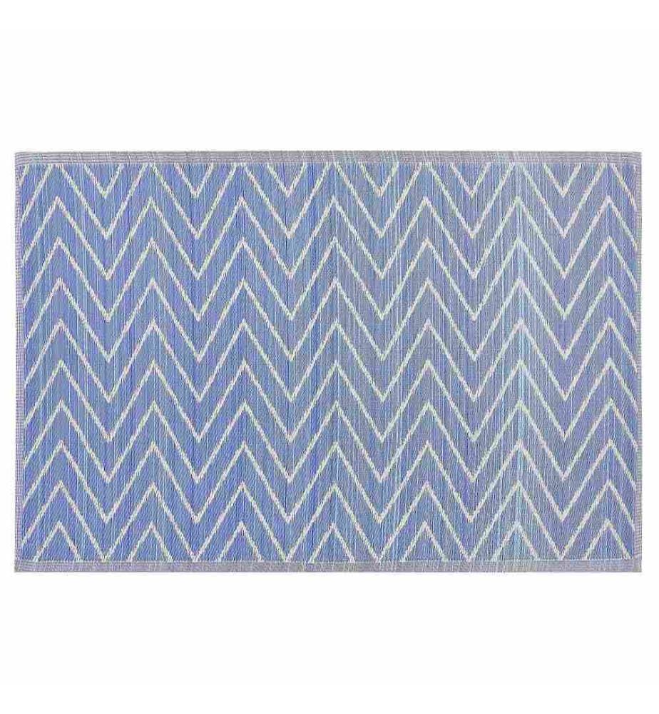 Outdoorteppich Blau Zickzackmuster 120 x 180 cm Garten Balkon Terrasse Wintergarten