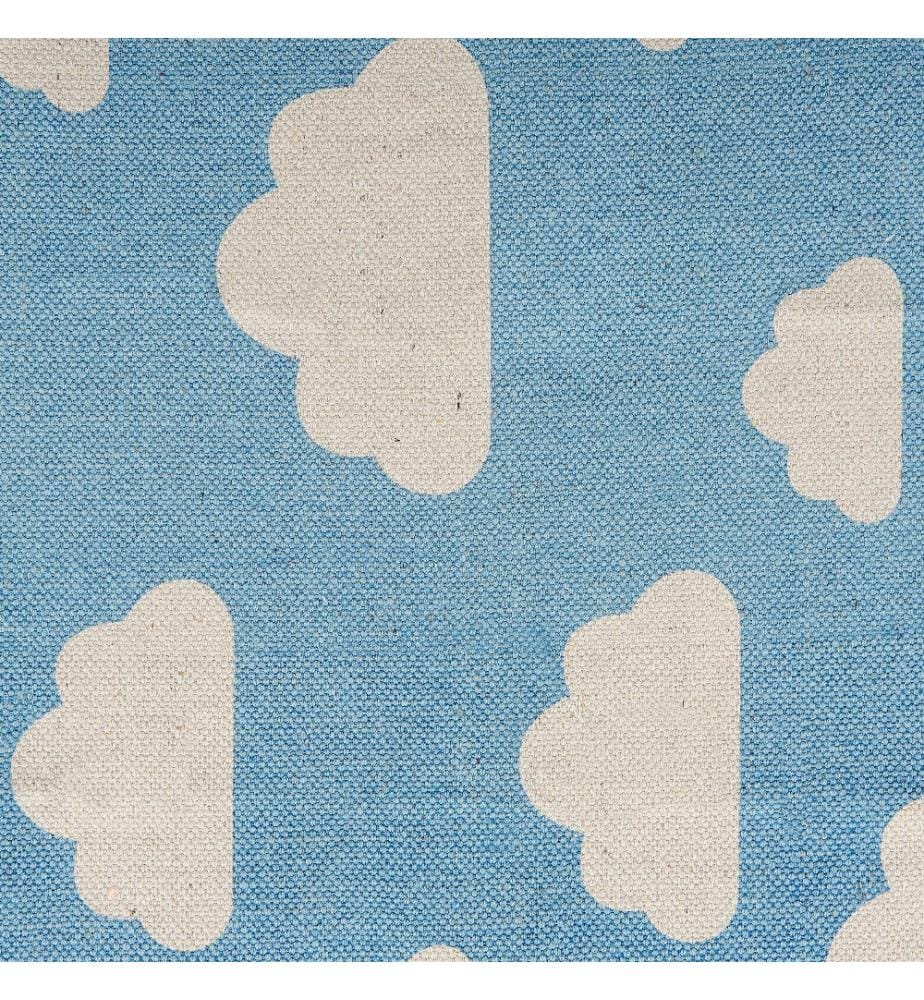 Teppich Blau Baumwolle 60 x 9 cm Kurzflor Bedruckt Kinderzimmer Wolkenmotiv Kinderzimmer Rechteckig