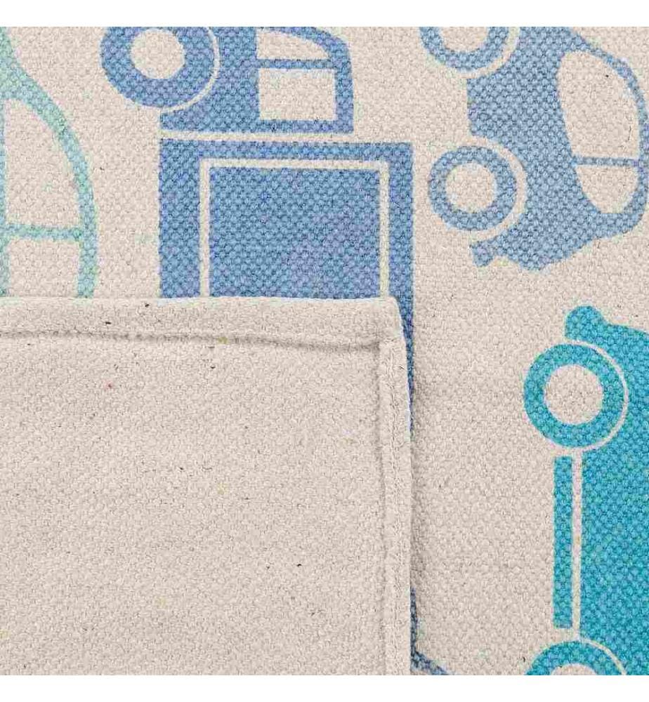 Tapis de Décoration pour Enfants Bleu et Blanc Avec Motif Design Voiture pour Chambre ou Salle de Jeux