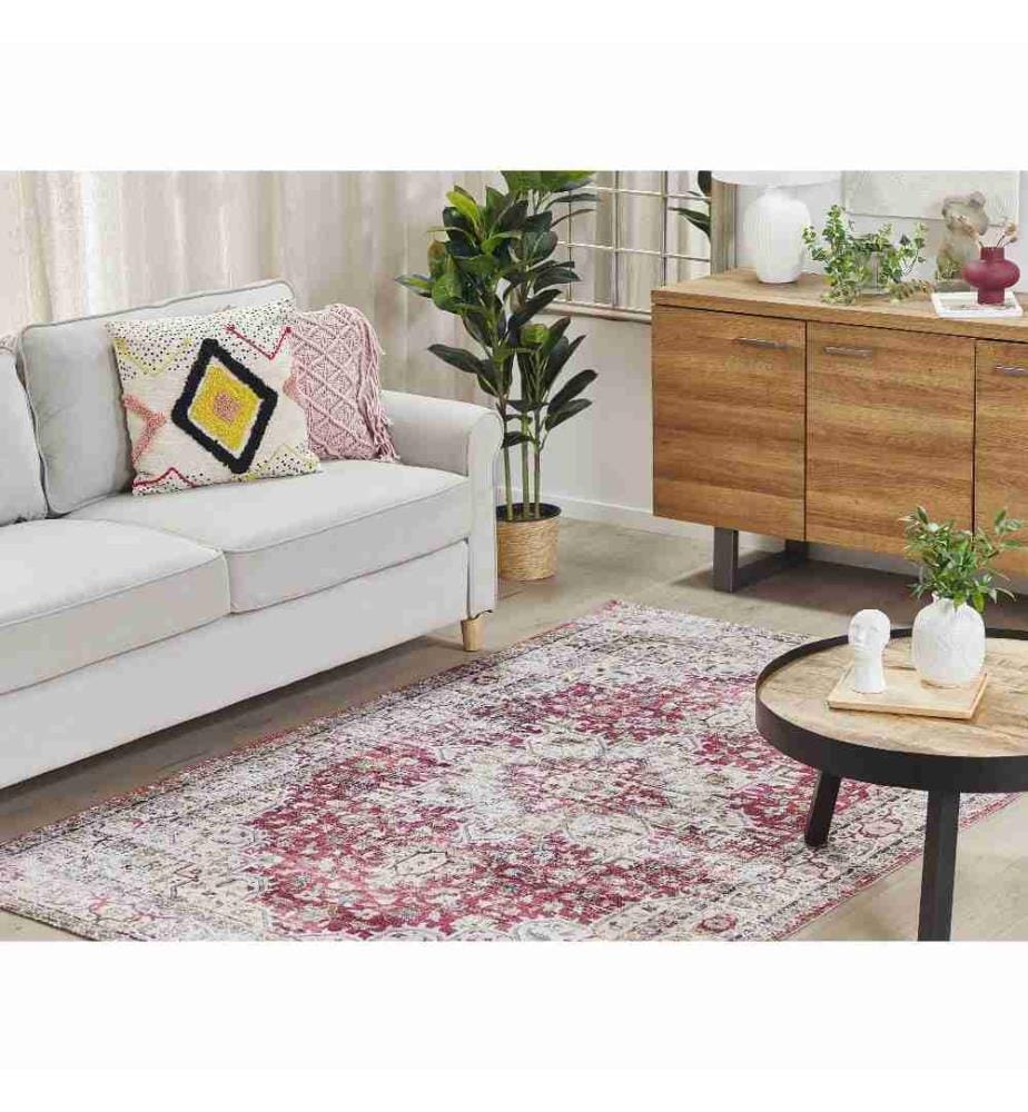 Teppich Bunt Polyester / Baumwolle 140 x 200 cm Kurzflor Geflecht Handgewebt Rechteckig Wohnzimmer orientalisches Muster