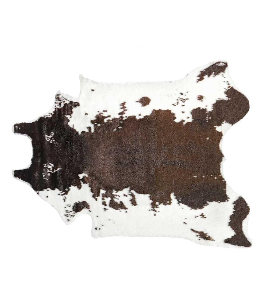 Tapis Fausse Peau de Vache avec Taches Éparses 130 x 170 cm en Acrylique et Polyester Blanc et Marron