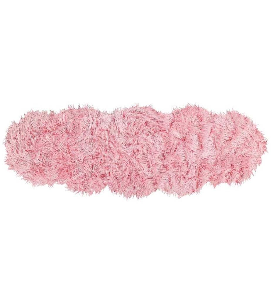 Kunstschaffell Teppich Rosa 60 x 180 cm Hochflor Fellform Pelzimitat Bettvorleger Überwurf für Sofa Sessel Stühle Modern