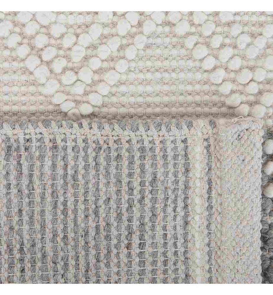 Teppich Beige / Grau Wolle Quadratisch 200 x 200 cm Geometrisches Muster Handgewebt Boho Skandinavisch Kurzhaar Kurzflor Wohn- und Schlafzimmer