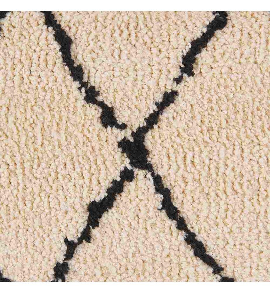 Tapis Beige et Noir en Polyester 80 x 150 cm Rectangulaire pour Chambre ou Salon au Style Moderne et Scandinave Poil Ras