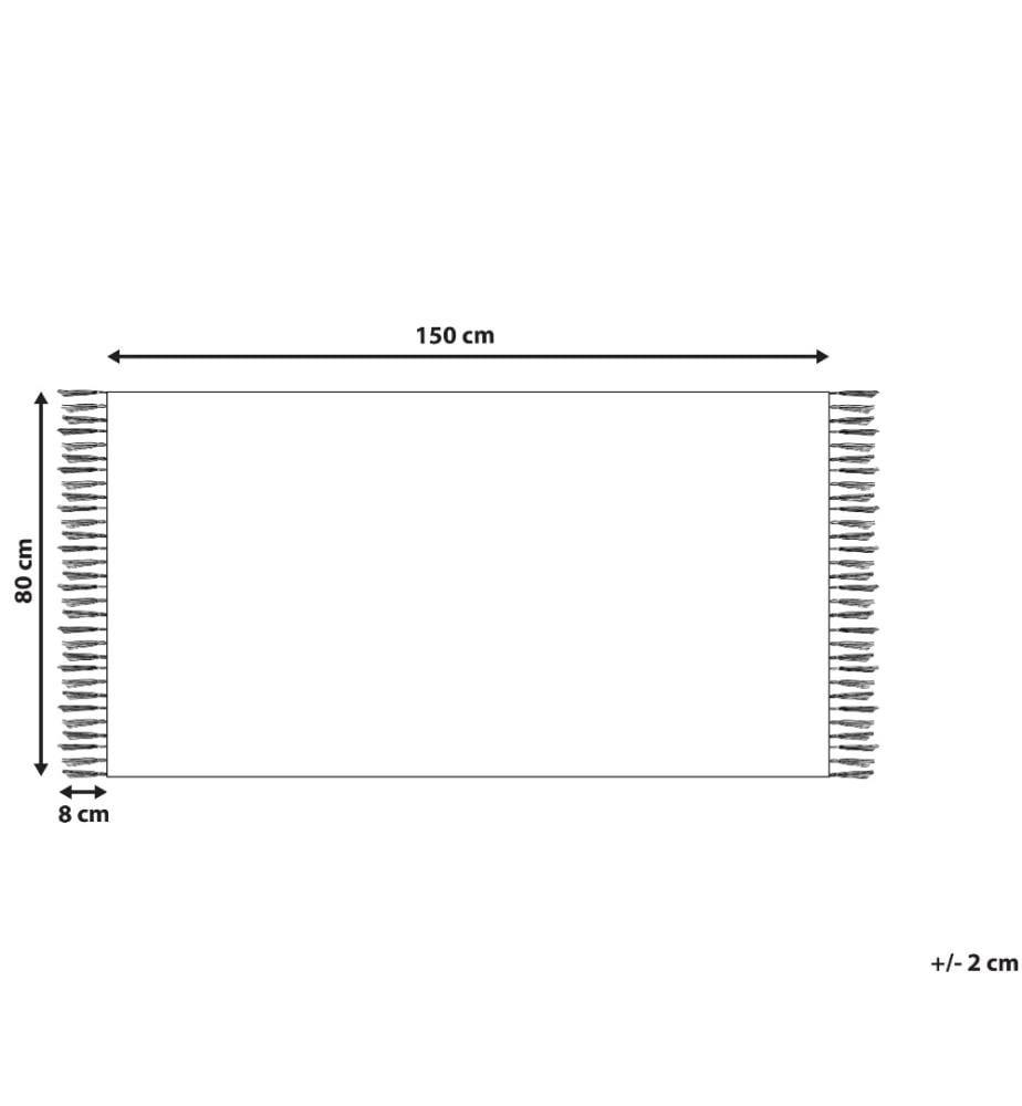 Tapis en Coton Laine Noir et Blanc Motif Géométrique et Franges Orientales 80 x 150 cm Design Moderne Intérieur Déco Salon Chambre