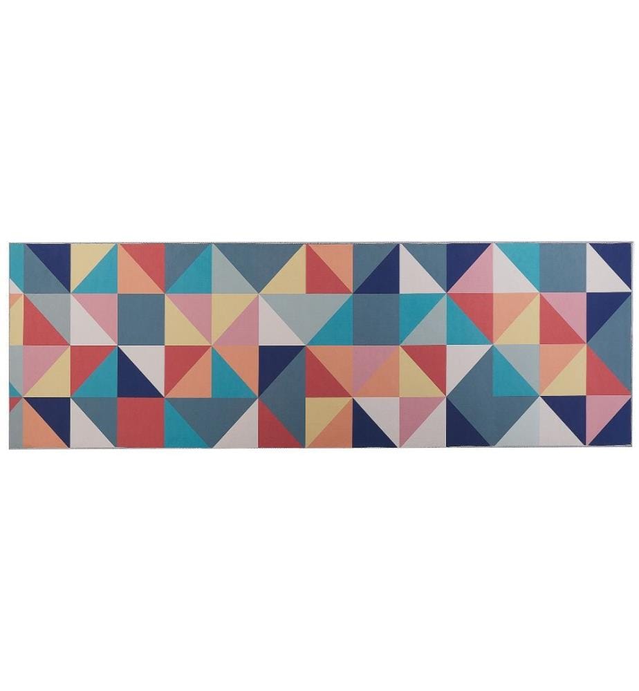 Tapis Multicolore en Polyester 80 x 240 cm Rectangulaire Dessous Anti-Dérapant Convient au Chauffage par le Sol Style Moderne