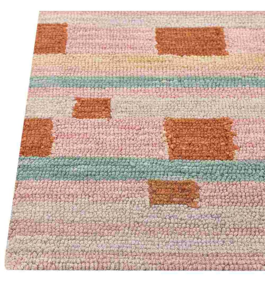 Teppich Mehrfarbig Wolle Rechteckig 140 x 200 cm mit Geometrischem Muster Boho Skandinavisch für Wohn- und Schlafzimmer