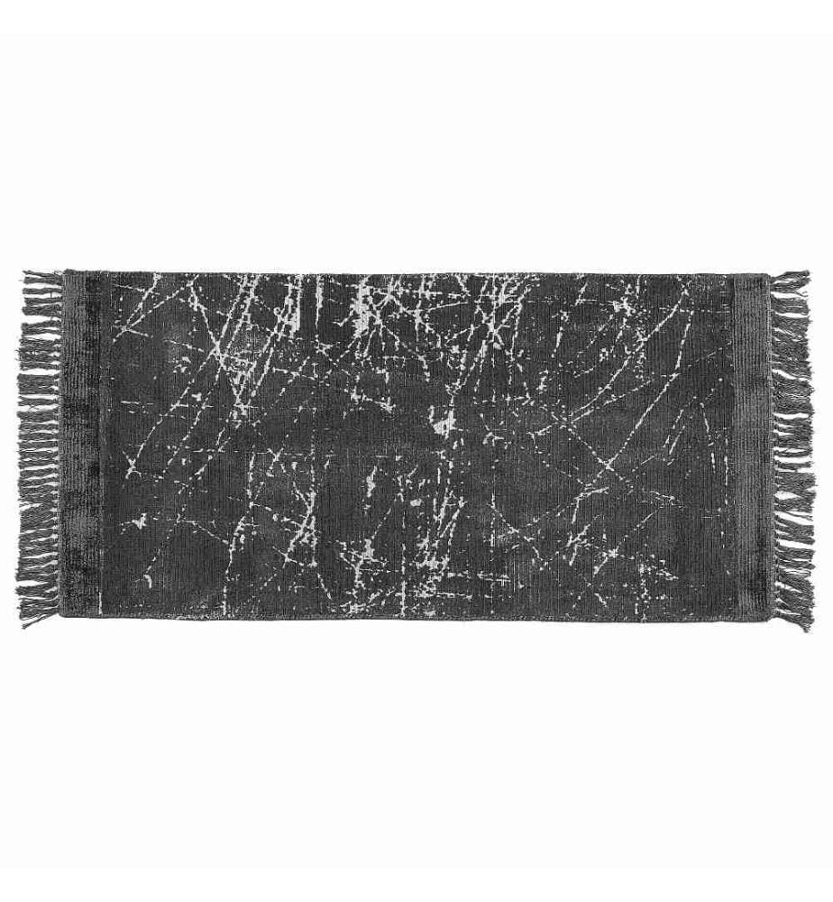 Teppich Dunkelgrau Viskose 80 x 150 cm Kurzflor Läufer Abstraktes Design Rechteckig Wohnzimmer Schlafzimmer Flur