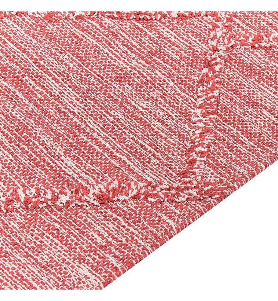 Tapis Rouge en Coton 140 x 200 cm Rectangulaire à Tissage Épais Fait Main Salon Chambre Style Traditionnel