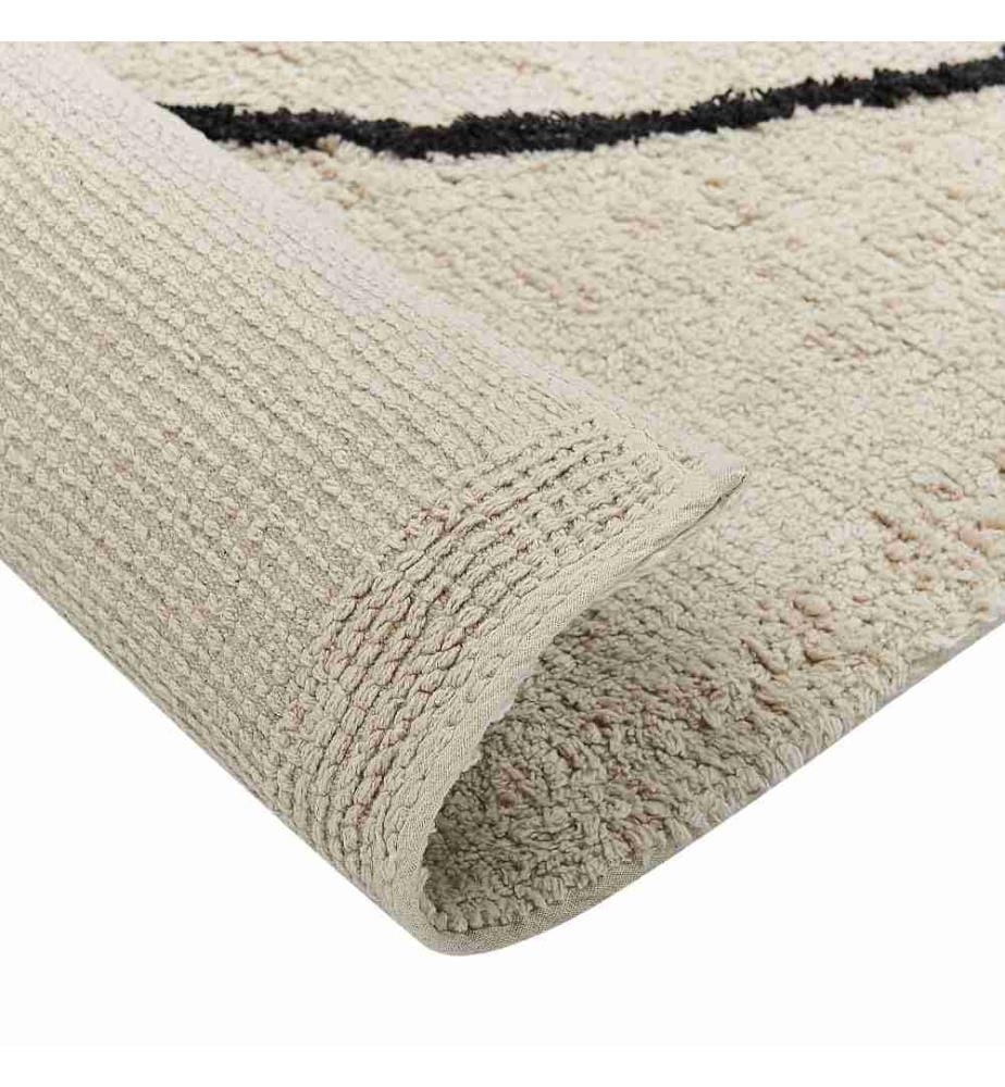 Teppich Beige Baumwolle Gesicht Motiv 160 x 230 cm Abstraktes Muster Niederflorig Modern
