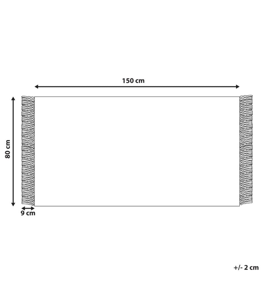 Tapis Blanc Cassé en Laine 80 x 150 cm avec Franges Fait Main Tissu Doux pour Salon ou Chambre Rectangulaire