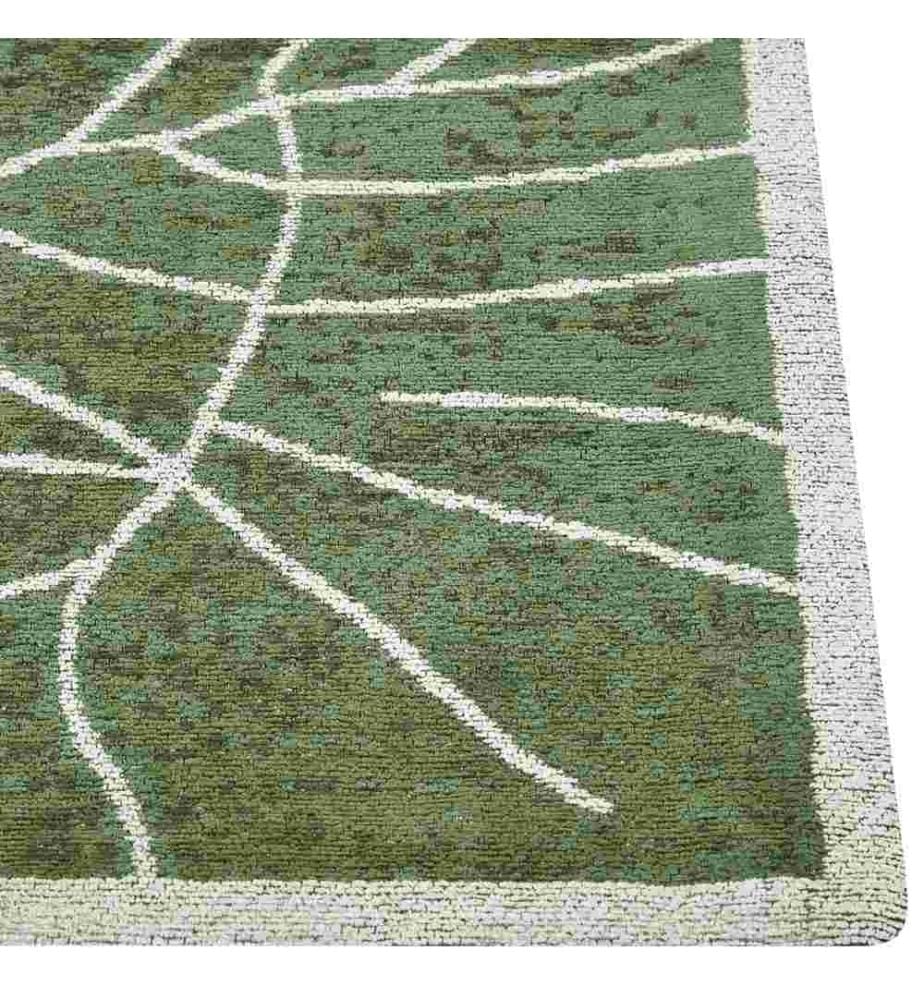Grüner Teppich 140 x 200 cm Boho Modern mit Monstera Blattmuster Druckmotiv