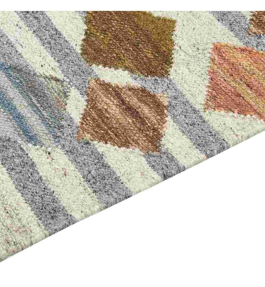 Kelim-Teppich Mehrfarbig Wolle und Baumwolle 200 x 300 cm mit Quasten Geometrischem Muster Handgewebt Boho Fussbodenheizung Geeignet
