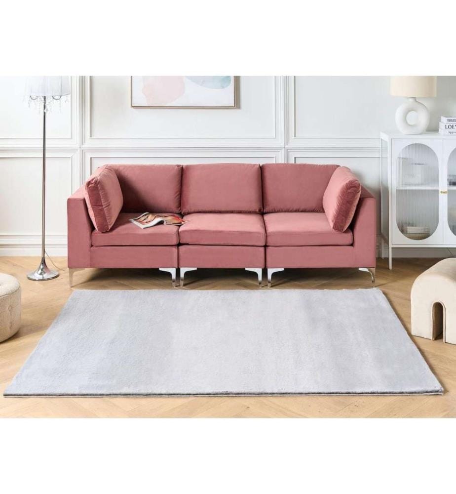 Teppich aus Kaninchenpelz Grau Künstlicher Polyesterpelz 160 x 230 cm weicher zotteliger Hochflorteppich