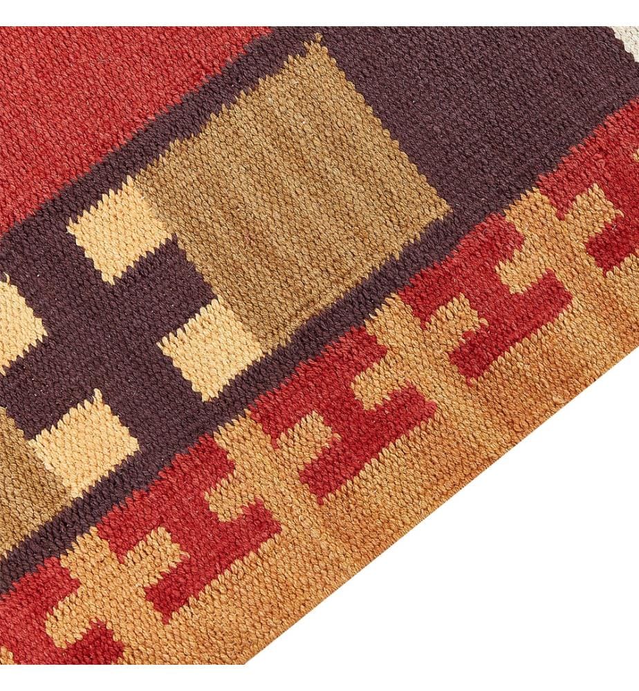 Kelim-Teppich Mehrfarbig Baumwolle 140 x 200 cm mit Fransen Geometrischem Muster Handgewebt Zweiseitig Modern Boho Wohnzimmer Schlafzimmer