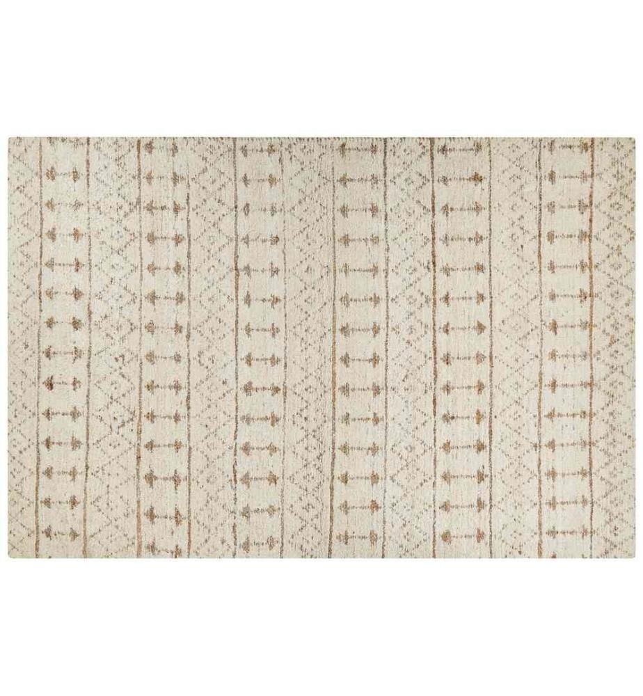 Beige Baumwolle und Hanf Teppich 200 x 300 cm Ras-Haar Grosser rechteckiger Wendeteppich für das moderne Wohn- oder Schlafzimmer