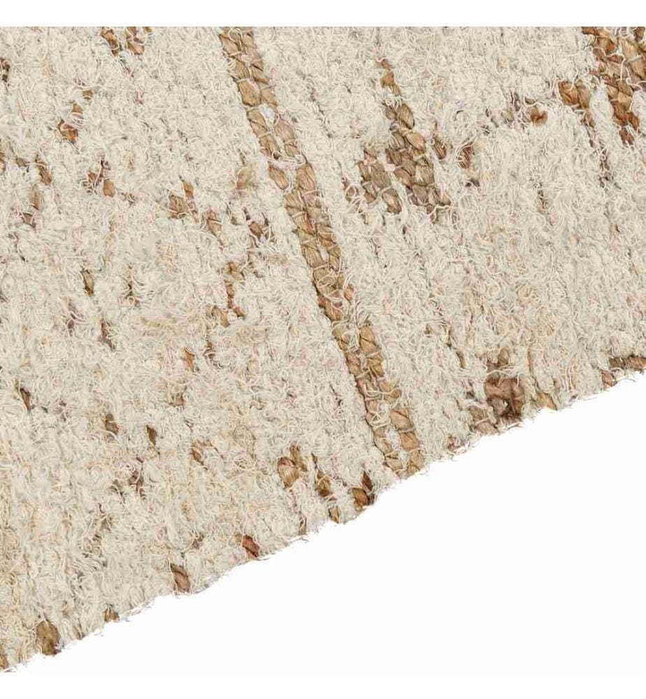 Beige Baumwolle und Hanf Teppich 200 x 300 cm Ras-Haar Grosser rechteckiger Wendeteppich für das moderne Wohn- oder Schlafzimmer