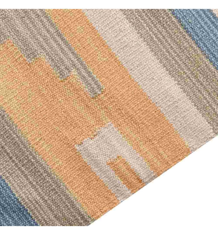 Kelim-Teppich Mehrfarbig Baumwolle 80 x 300 cm mit Fransen Geometrischem Muster Handgewebt Zweiseitig Läufer Modern Wohnzimmer Schlafzimmer