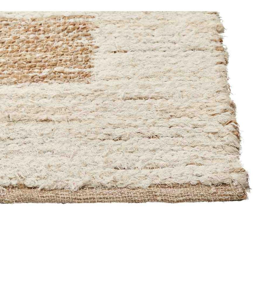 Teppich Beige Baumwolle und Jute Rechteckig 300 x 400 cm mit Geometrischem Muster Handgewebt Modern Kurzhaar Kurzflor Wohnzimmer Schlafzimmer
