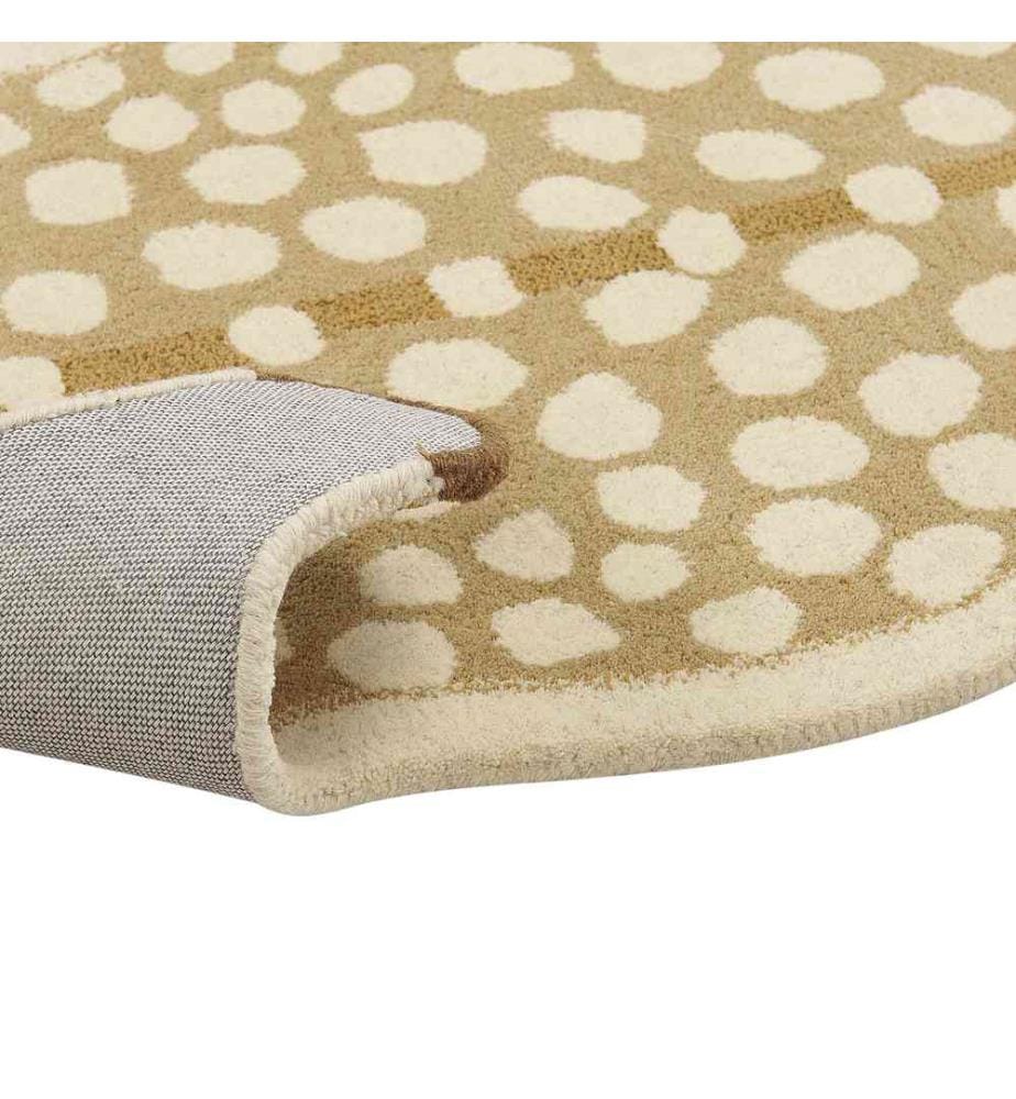 Teppich Beige und Braun Wolle Tiermotiv 100 x 160 cm Rehkiz Design Handgetuftet Modern Kurzhaar Kinderzimmer Schlafzimmer Deko Accessoires