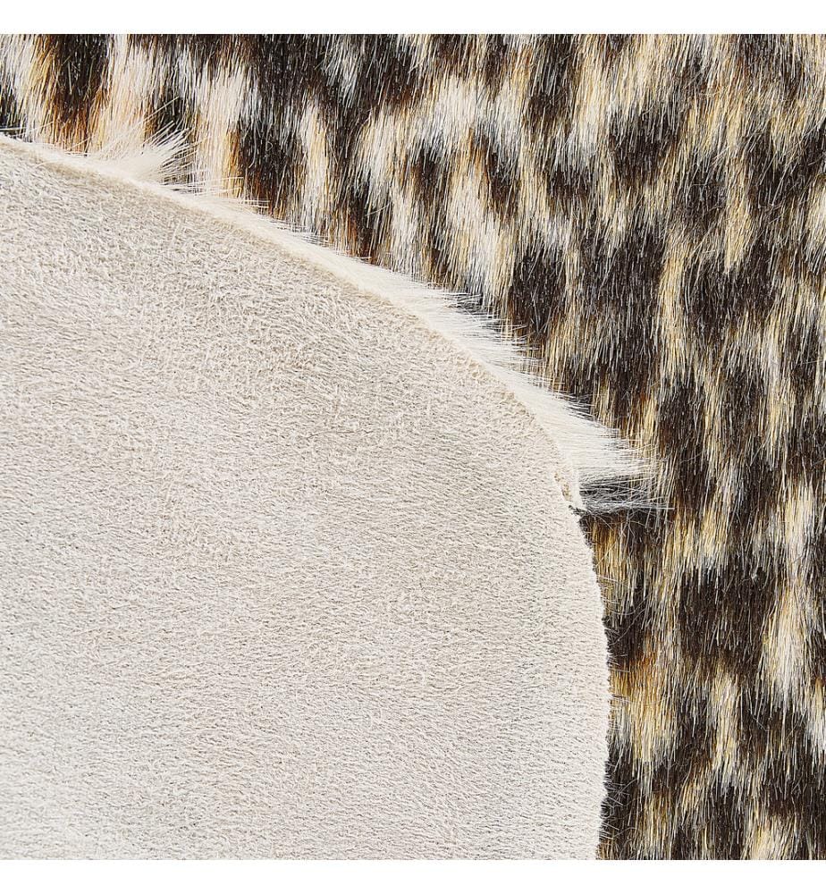 Tapis Fausse Fourrure Gris Marron et Beige effet Guépard en Polyester pour Chambre ou Salon au Style Rustique et Campagne Décoration