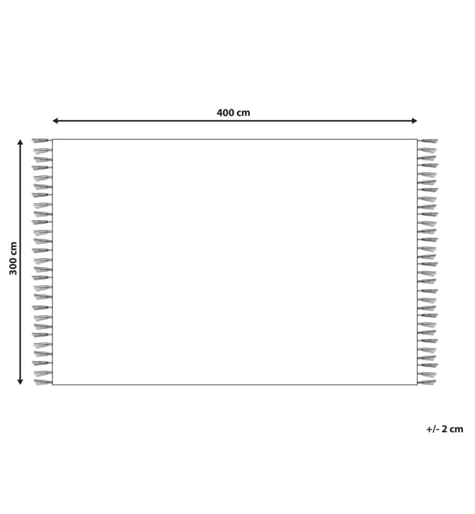 Teppich Beige Stoff Rechteckig 300 x 400 cm mit Hoch-Tief-Struktur Fransen Maschinengewebt Modern Kurzhaar Fussbodenheizung Geeignet Wohnzimmer