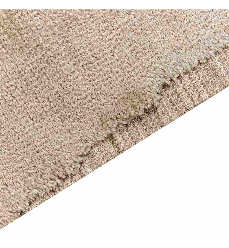 Teppich Beige Stoff Rechteckig 300 x 400 cm mit Hoch-Tief-Struktur Fransen Maschinengewebt Modern Kurzhaar Fussbodenheizung Geeignet Wohnzimmer