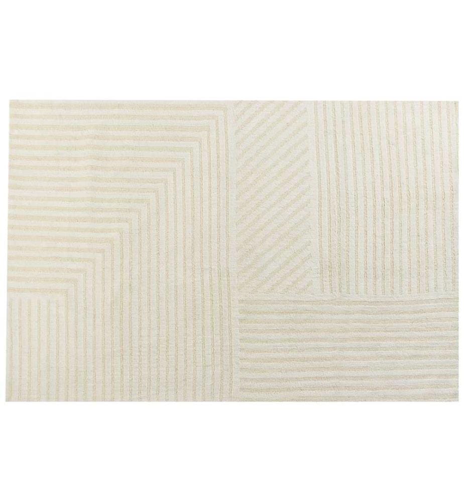 Teppich Beige aus Wolle 200 x 300 cm Rechteckig Gestreiftes Muster für Wohnzimmer Schlafzimmer Flur