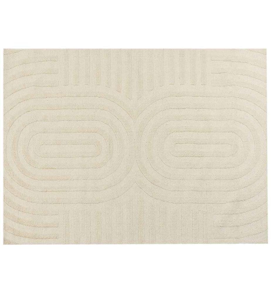 Tapis moderne en laine à motifs géométriques unis beige 300 x 400 cm chambre à coucher salon