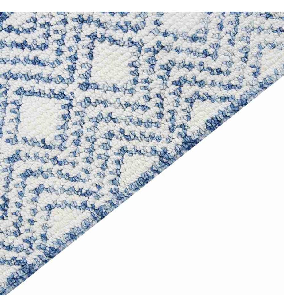Teppich Blau / Weiss 300 x 400 cm Rechteckig Geometrisches Muster für Wohnzimmer Schlafzimmer Flur