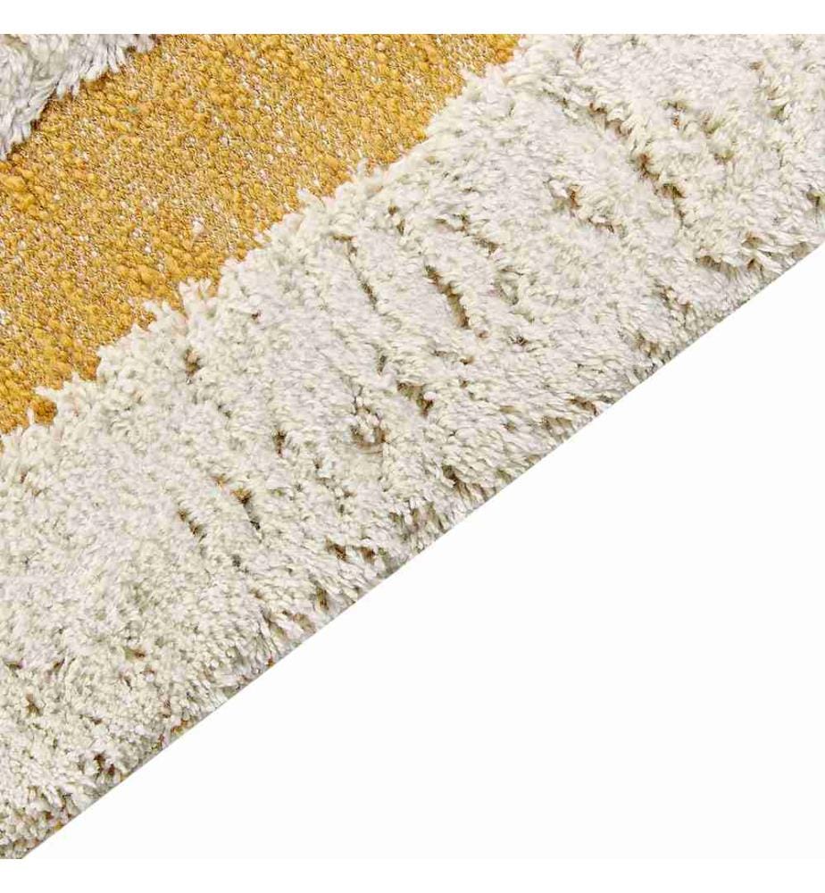 Teppich Cremeweiss / Gelb aus Baumwolle 160 x 230 cm Rechteckig Modern Abstraktes Muster für Wohnzimmer Schlafzimmer Flur