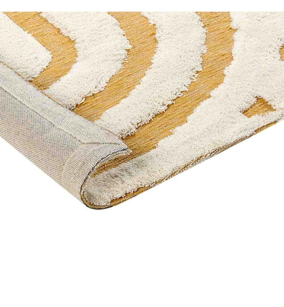 Teppich Cremeweiss / Gelb aus Baumwolle 160 x 230 cm Rechteckig Modern Abstraktes Muster für Wohnzimmer Schlafzimmer Flur