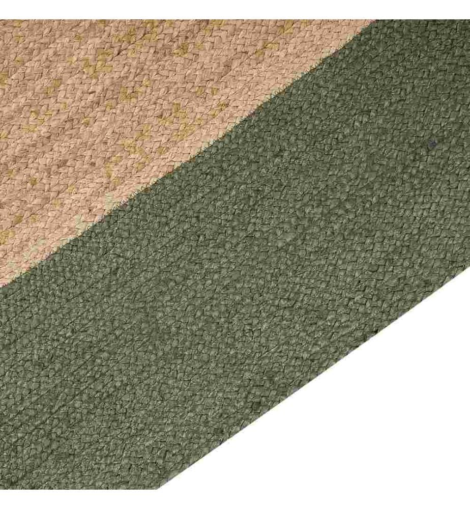 Teppich Grün und Beige Jute Rechteckig 200x300 cm Geometriches Muster Handgemacht Boho Modern Kurzhaar für Fussbodenheizung Wohnzimmer