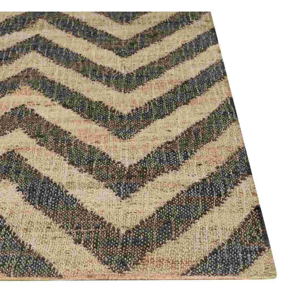 Tapis en jute naturel tissé avec motif géométrique beige et noir 200 x 300 cm tapis de chambre à coucher et de salon style boho