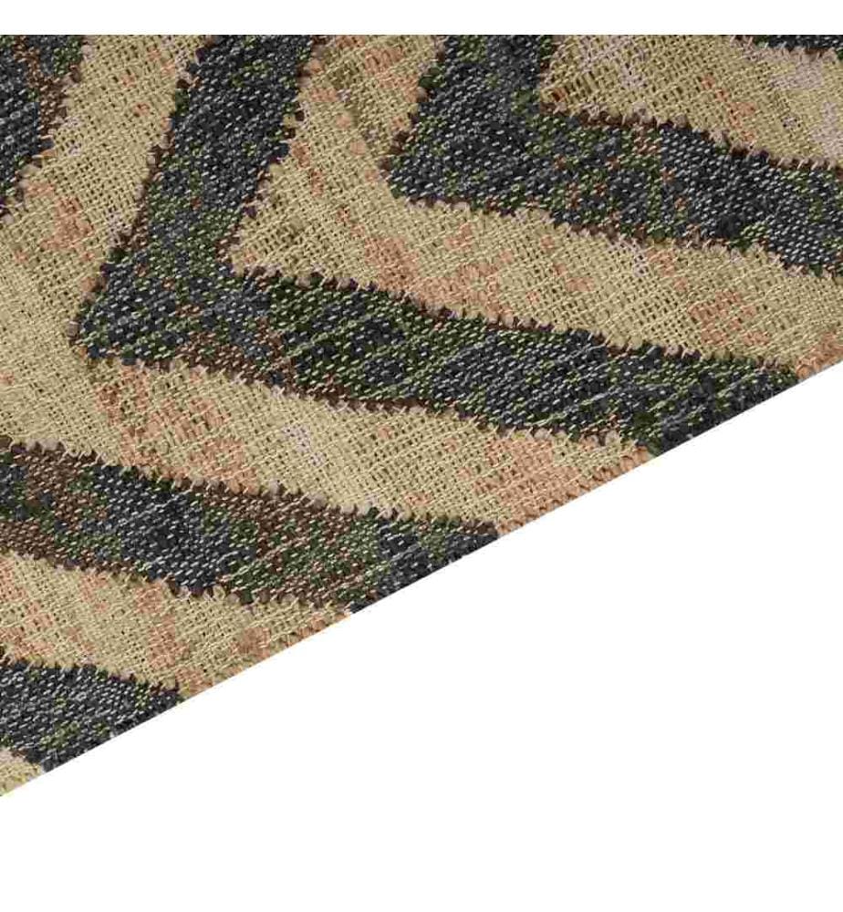 Tapis en jute naturel tissé avec motif géométrique beige et noir 200 x 300 cm tapis de chambre à coucher et de salon style boho