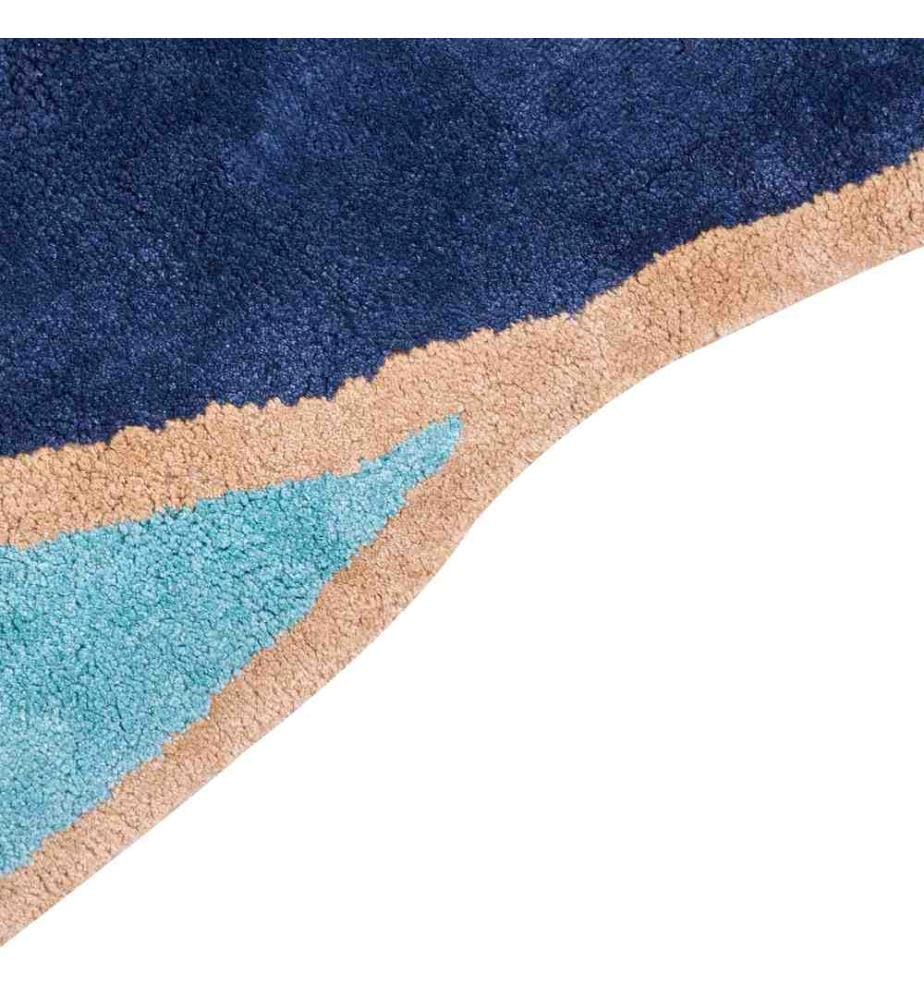 Tapis en Viscose Bleu Marine Fait Main 200 x 200 Style Moderne Glamour