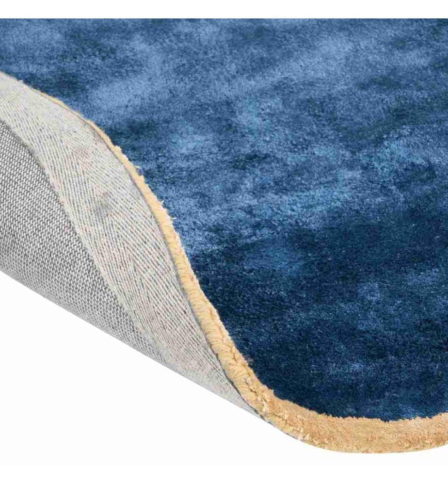 Tapis en Viscose Bleu Marine Fait Main 200 x 200 Style Moderne Glamour