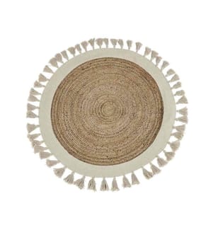 Tappeto beige rotondo 120 cm boho rustico iuta naturale decorativo soggiorno camera da letto sala da pranzo